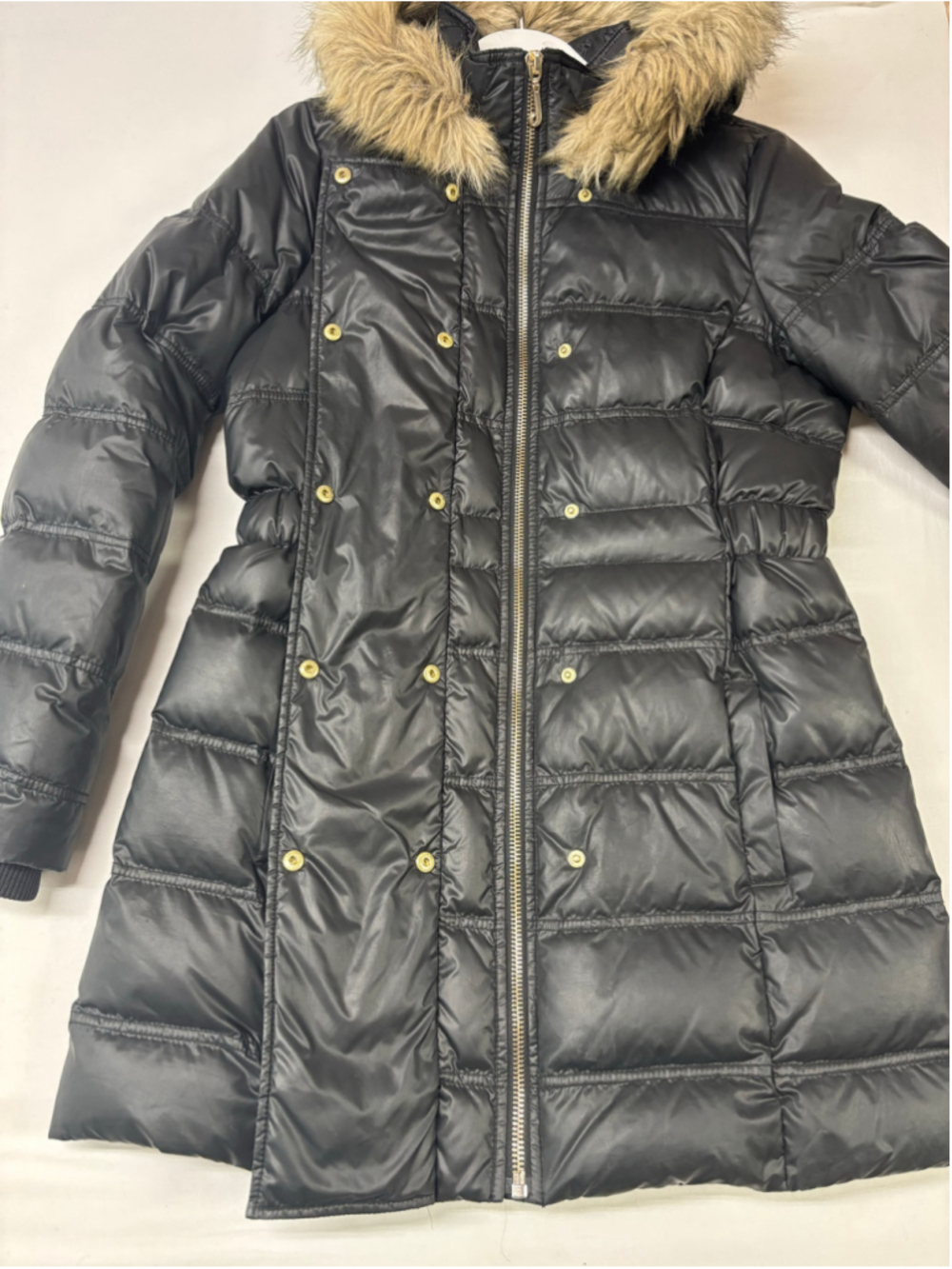 Women's Vintage Juicy Couture Y2K Black Puffer Coat with Faux Fur Hood Size XL - Picture 8 of 10